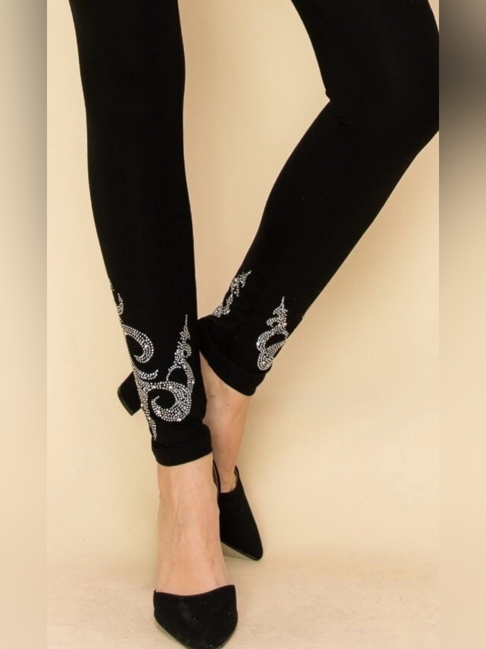 vintage-style rhinestone leggings